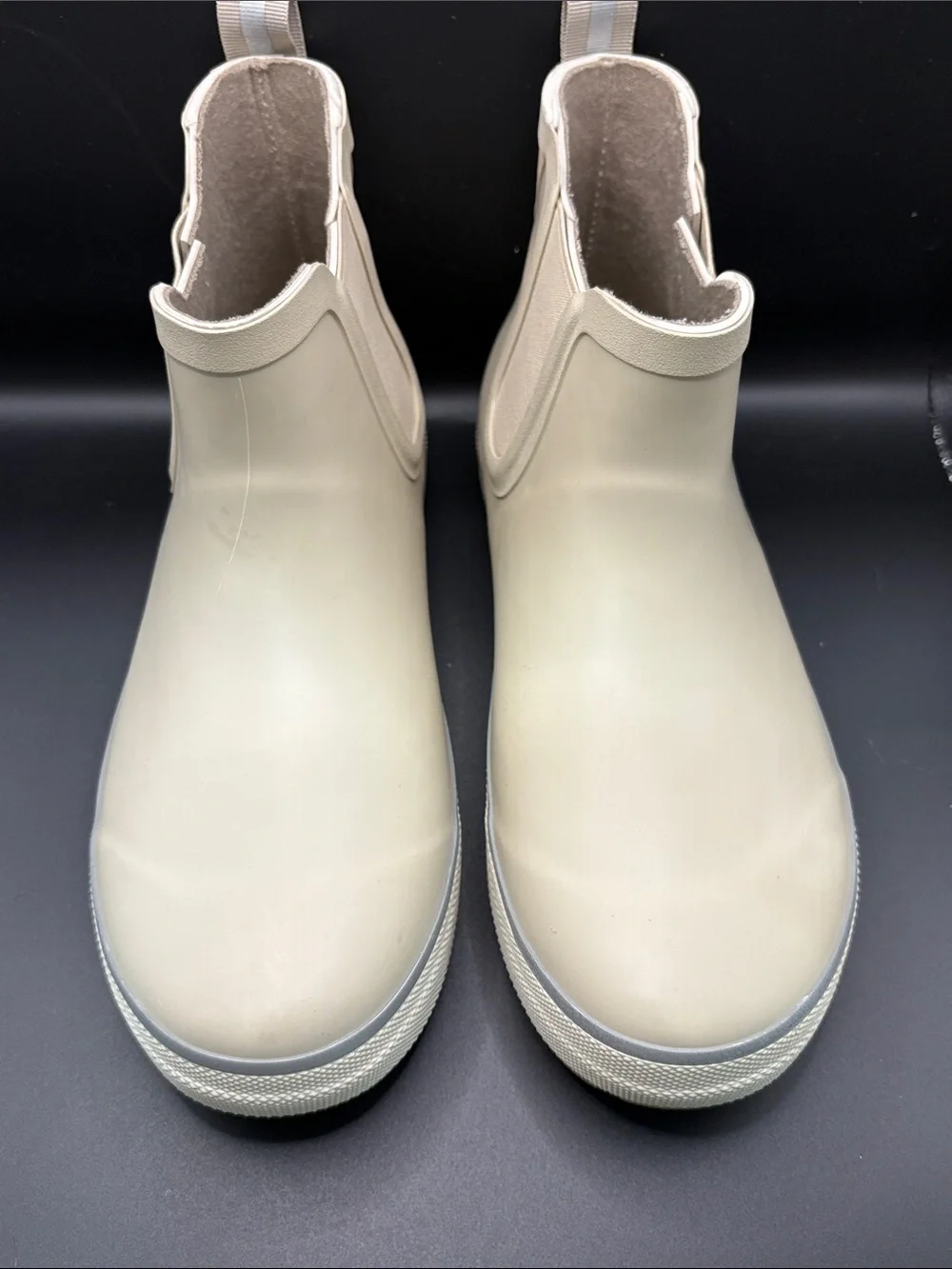 Western Chief women’s Taupe Slip-On Waterproof Chelsea Rain Boots